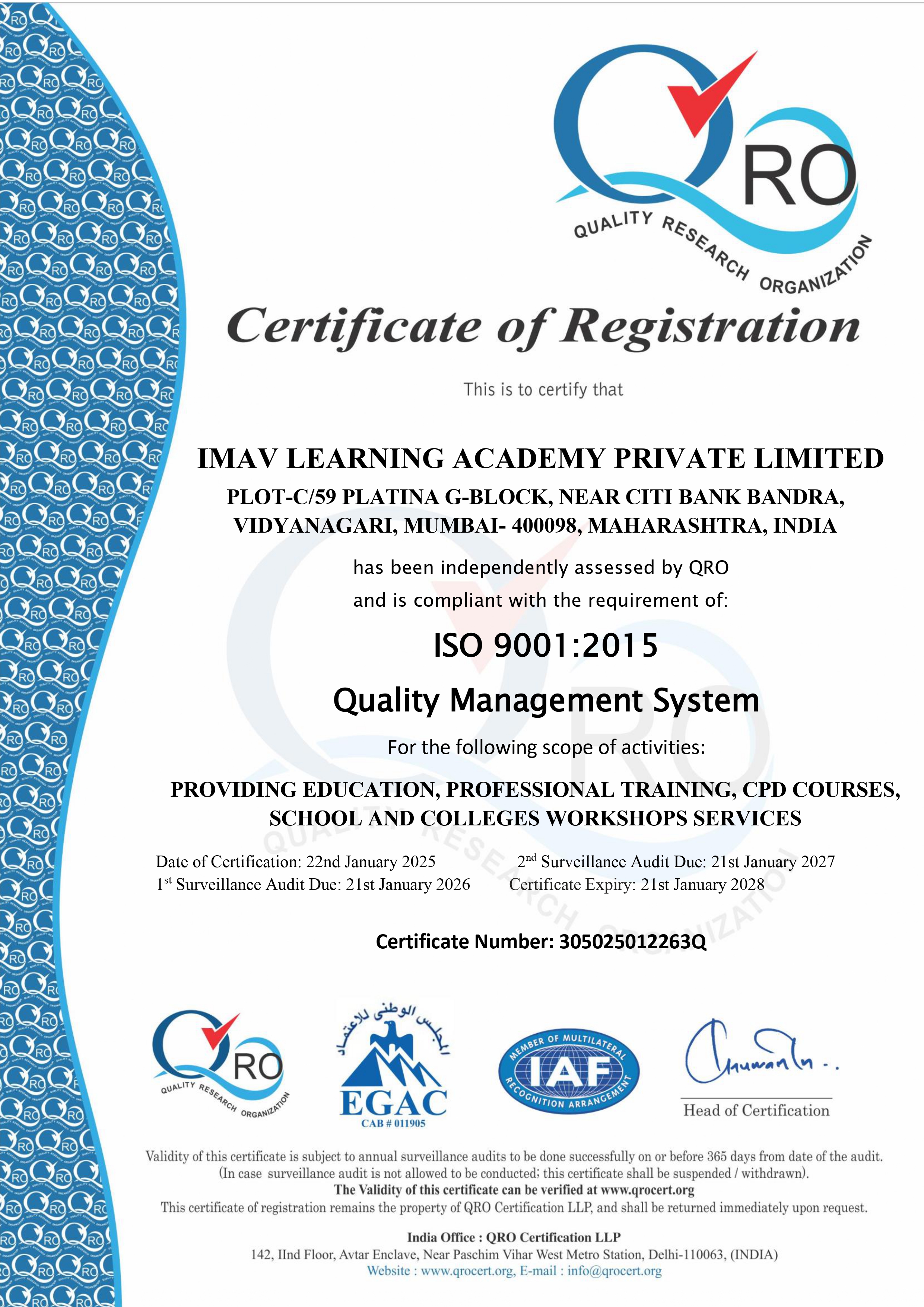 ISO 9001:2015 certificate